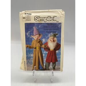 Vintage Simplicity Disney Dopey & Grumpy Costume Pattern 7736 UNCUT FACTORY FOLD
